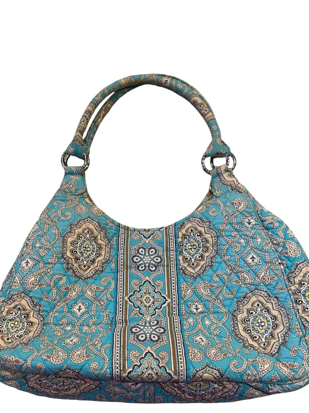 Vera Bradley Totally Turquoise Stylish Teal Patterned Hobo Style Shoulder Bag